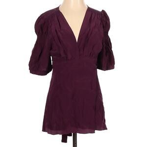 Black Halo Silk Wrap Top Blouse Burgundy Wine XS